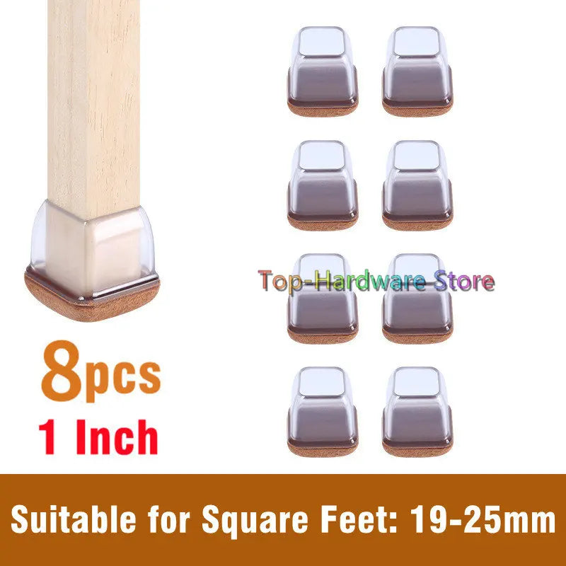 8Pcs TPE Silicone Chair Leg Floor Protectors with Felt,Chair Leg Caps,Furniture Leg Feet Protection Cover Protect Hardwood Floor