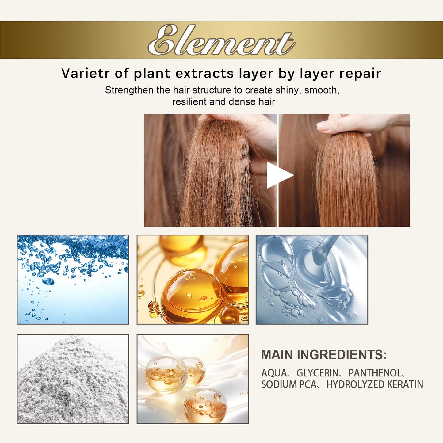 EELHOE Keratin Hair Growth Serum Natural Repair Essence Spray for Dry Curly Hair Hydrate Smooth Frizz Control Growing Hair Care