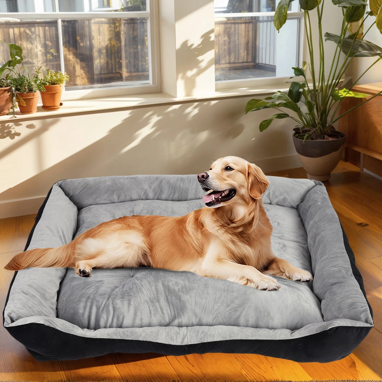 Square Nest Pet Kennel with Pillow & Blanket Pet Warm House Washable Cotton Soft Cat Mat for Small Medium Animal Doghouse