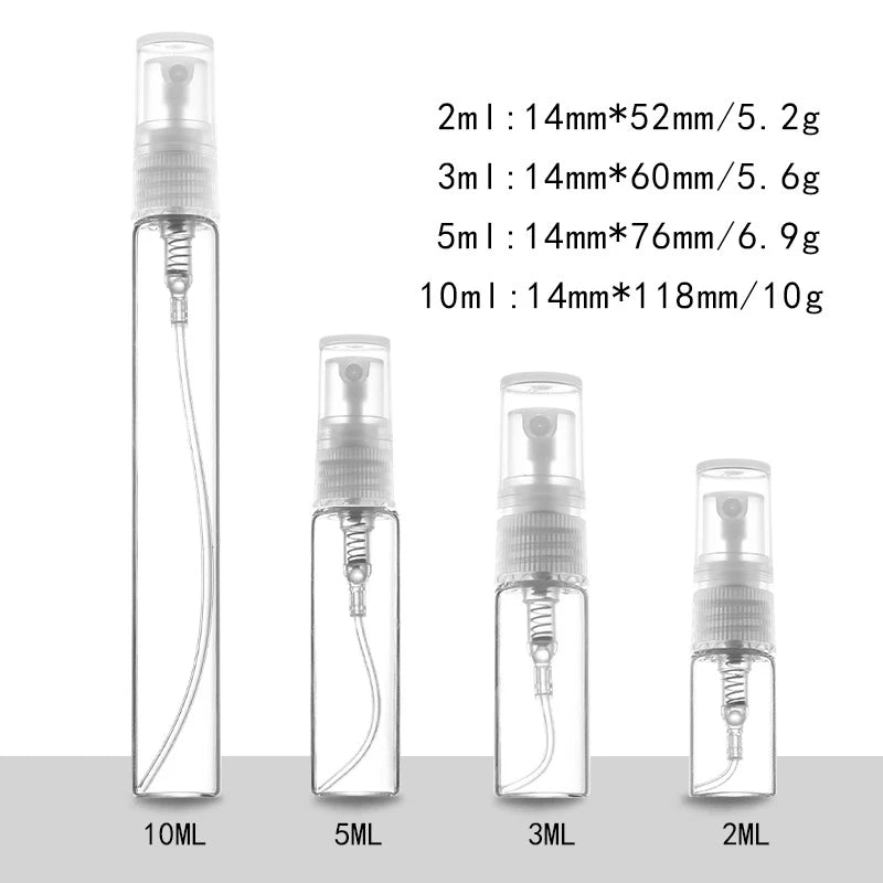5/10Pcs 3ml 5ml 10ml Clear Mini Perfume Glass Bottle Empty Cosmetics Small Refillable Sample Perfume Atomizer Bottles