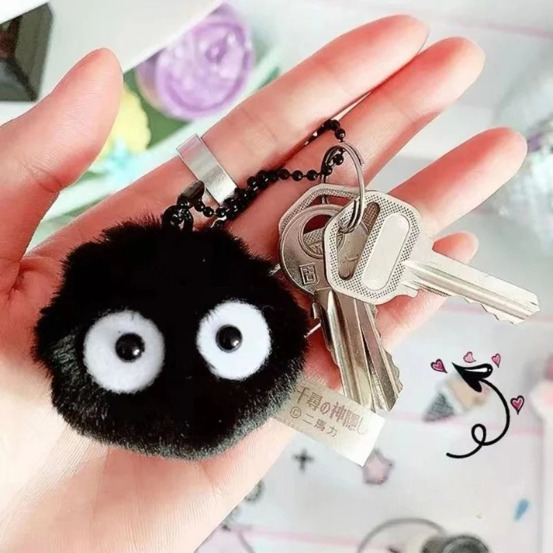 2/4/8PCS Black Elves Pet Toys Keychains Accessories Cute Plush Black Coal Ball Cartoon Bag Pendants