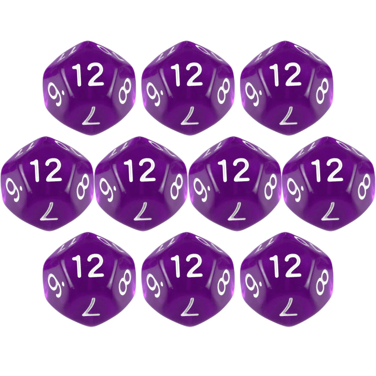 10pcs/set Polyhedral 12 Sided Dice Transparent D12 Dice for DND TRPG Table Game Entertainment Supplies