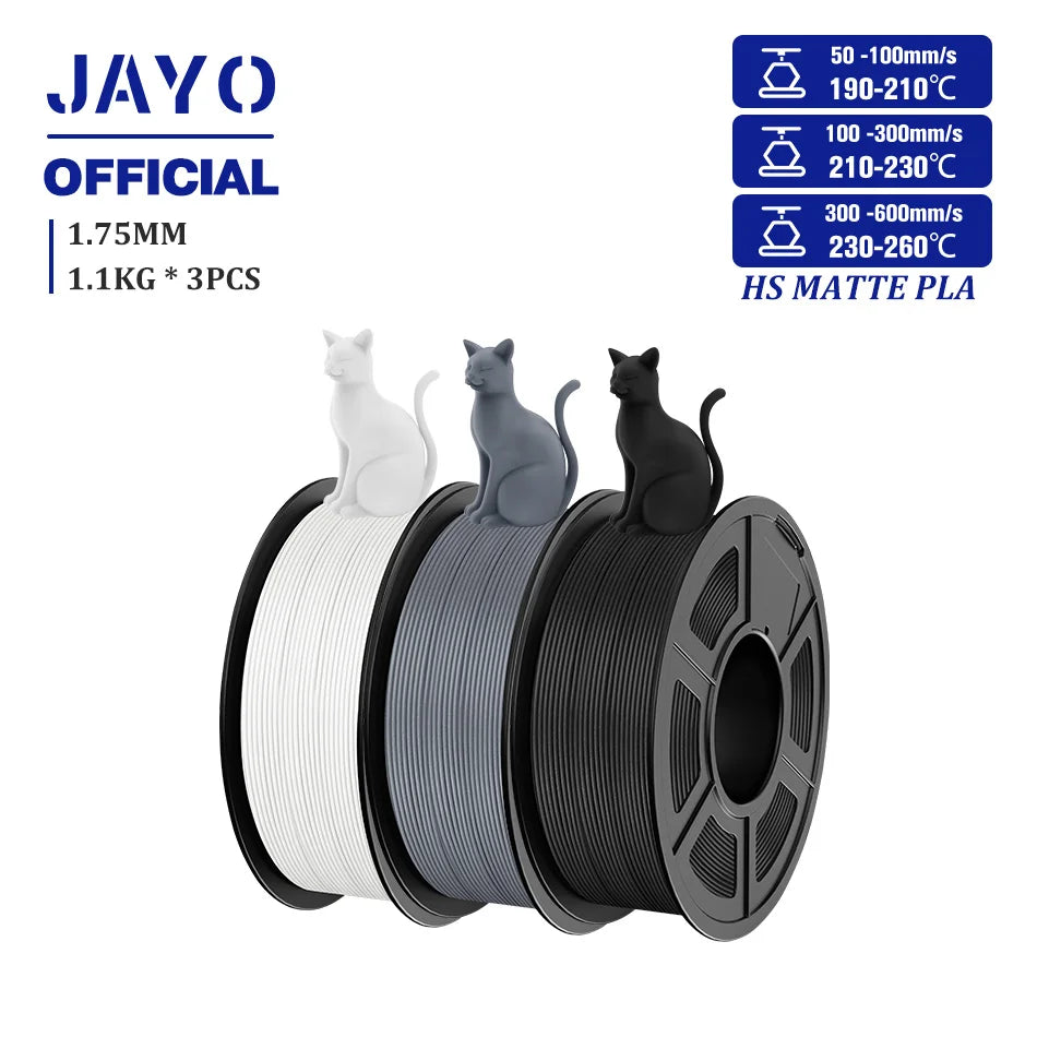 JAYO PLA Classic 1.75mm 3D Filament High Speed Matte PLA Filament For FDM 3D Printers 600mm/s High Speed Printing Materials