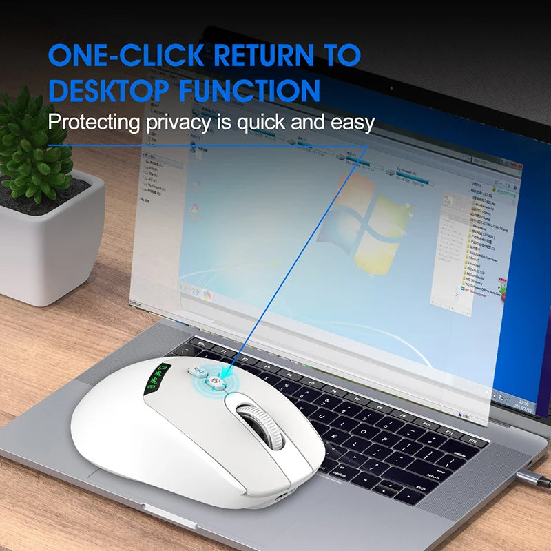 T02 Silent Dual-mode Wireless Mouse with Bluetooth 2.4G, DPI Adjustment, 500mAh Battery, Display Screen for PC Laptop