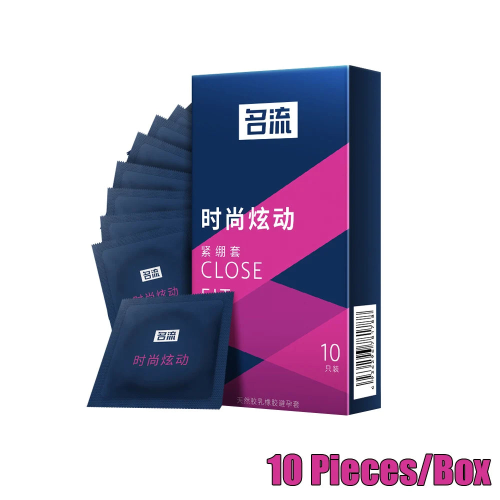 45mm 49mm Tight Ribed Spikes Condoms 10Pcs Long Delayed Pleasure Latex Penis Sleeve Safe Contraception Lubrication Sex Toys