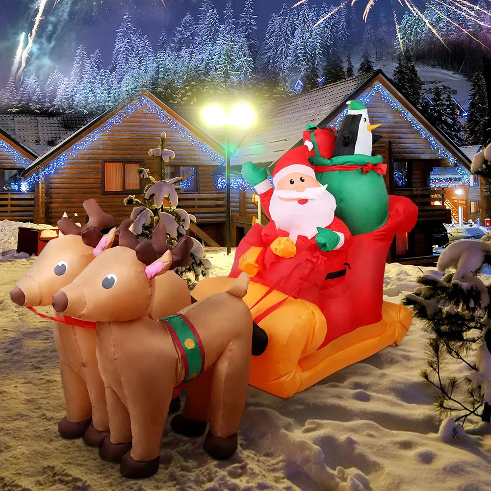 Christmas Inflatable Decorations Santa Claus Reindeer Inflatable Toys Festive Atmosphere Indoor Courtyard Lawn Decorations