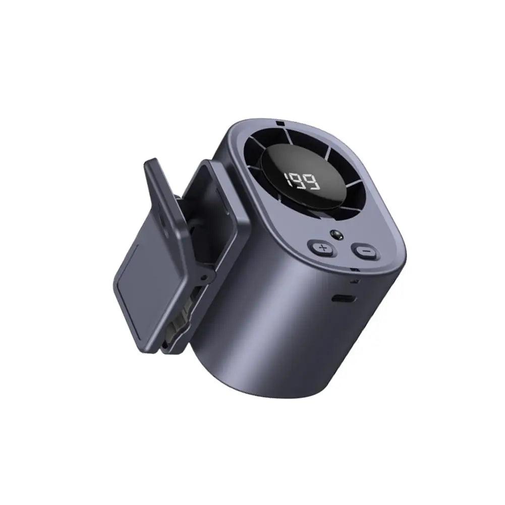 Portable USB Neck Fan Clip On Waist Hanging Mini Air Cooler Outdoor Digital Display Strong Cool Wind Multi Function Battery Fan