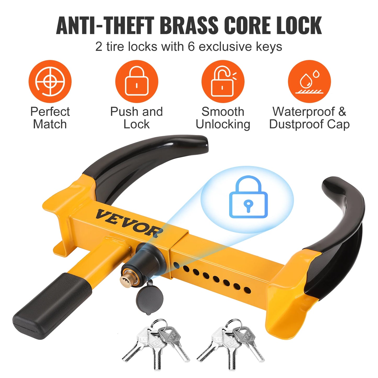 SucceBuy Wheel Lock 2 Packs Universal Wheel Clamp Lock Adjustable Anti Theft Trailer Lock Wheel Clamp Steel Tire Lock for ATV