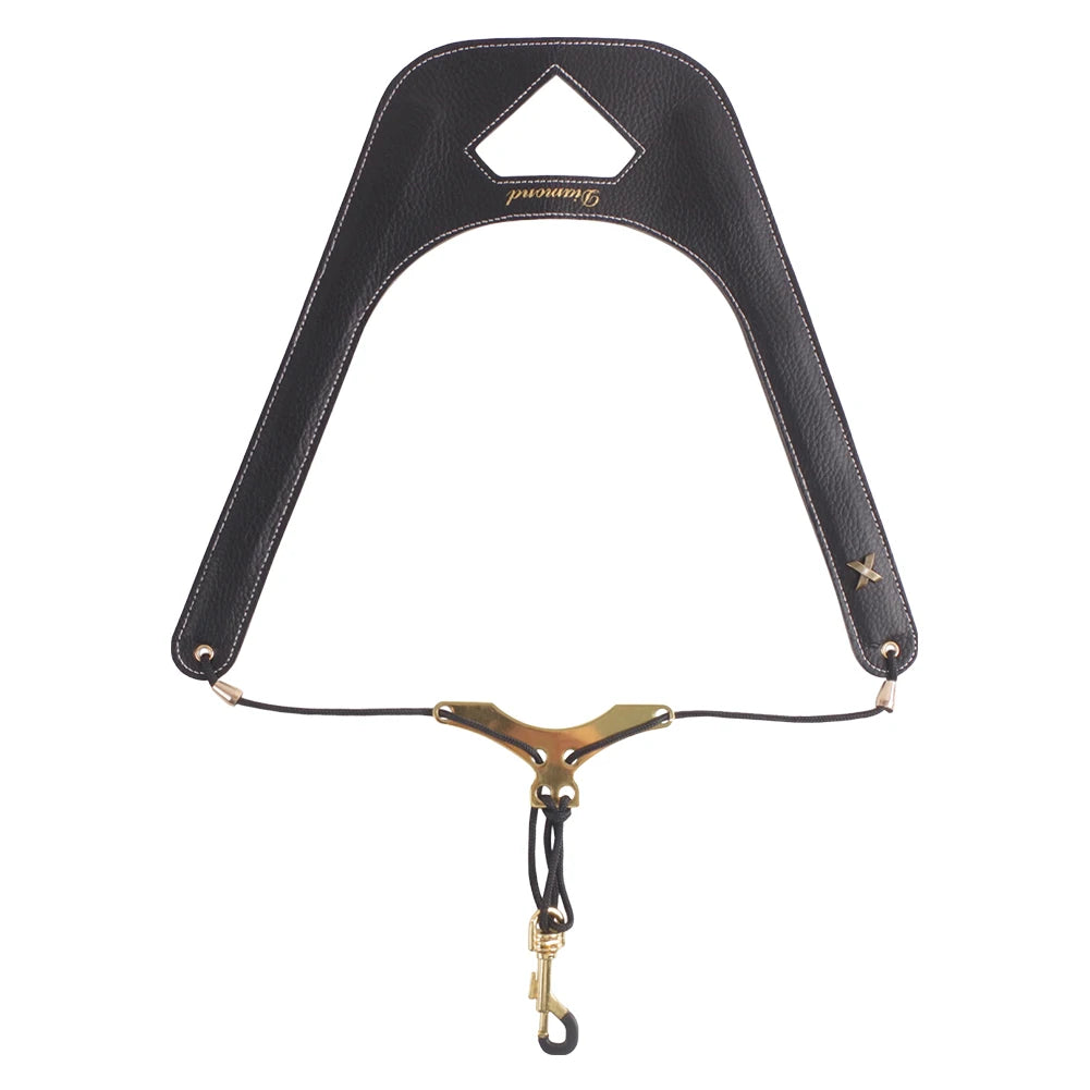 Leather Saxophone Lanyard Saxophone Shoulder Strap Length Adjustable Double Shoulder Harness Strap for Sax Bass Tenor Alto