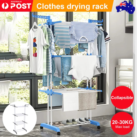 Foldable 3 Tier Clothes Airer Folding Hanger Drying Rack Multi-Functional Stand