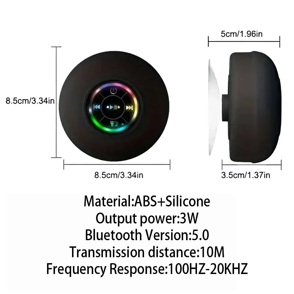 Mini Bluetooth Speaker Shower Subwoofer Waterproof Handsfree Loudspeaker With Suction Cup Mic For Bathroom Pool Beach Car Phone