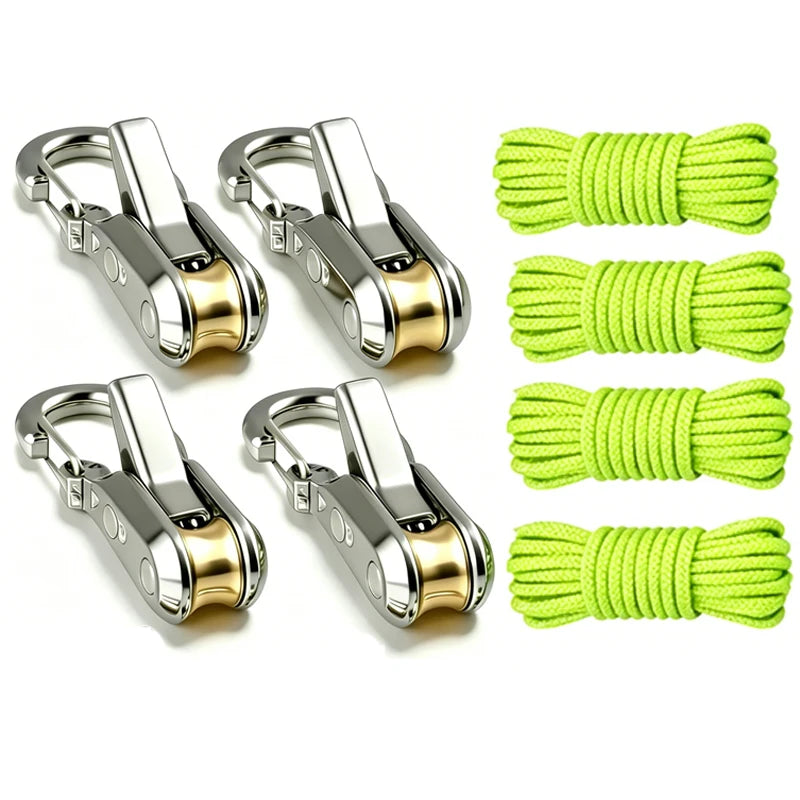 Rope fasteners and tensioners - High-strength retractable paracord with alloy carabiners and windproof binding straps