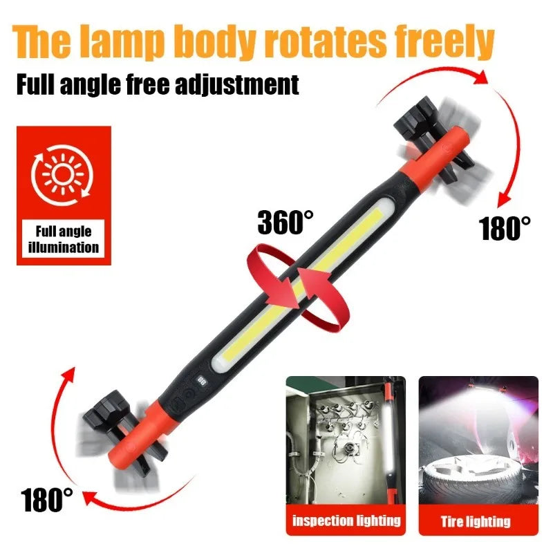 1PC Rechargeable LED Mechanic Work Light 1200LM Magnetic 360 Degree Swivel Flashlight For Car Repair Auto Garage Workshop Use