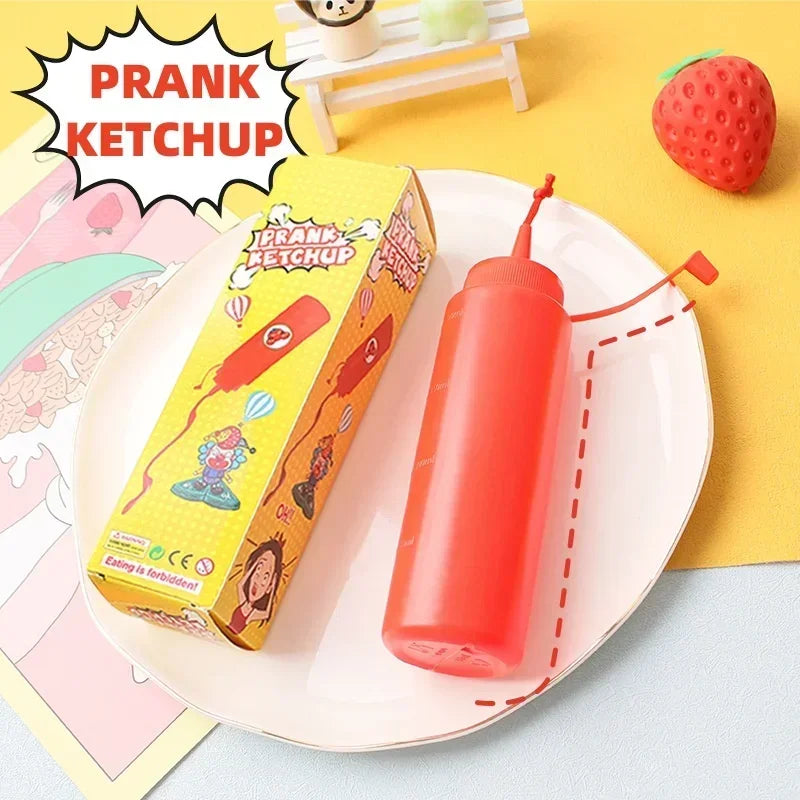 Funny Prank Ketchup Bottles Practical Jokes Tomato Sauce Prank Adult Kids Cool Toys Frightening Items Fake Ketchup Surprise Gift