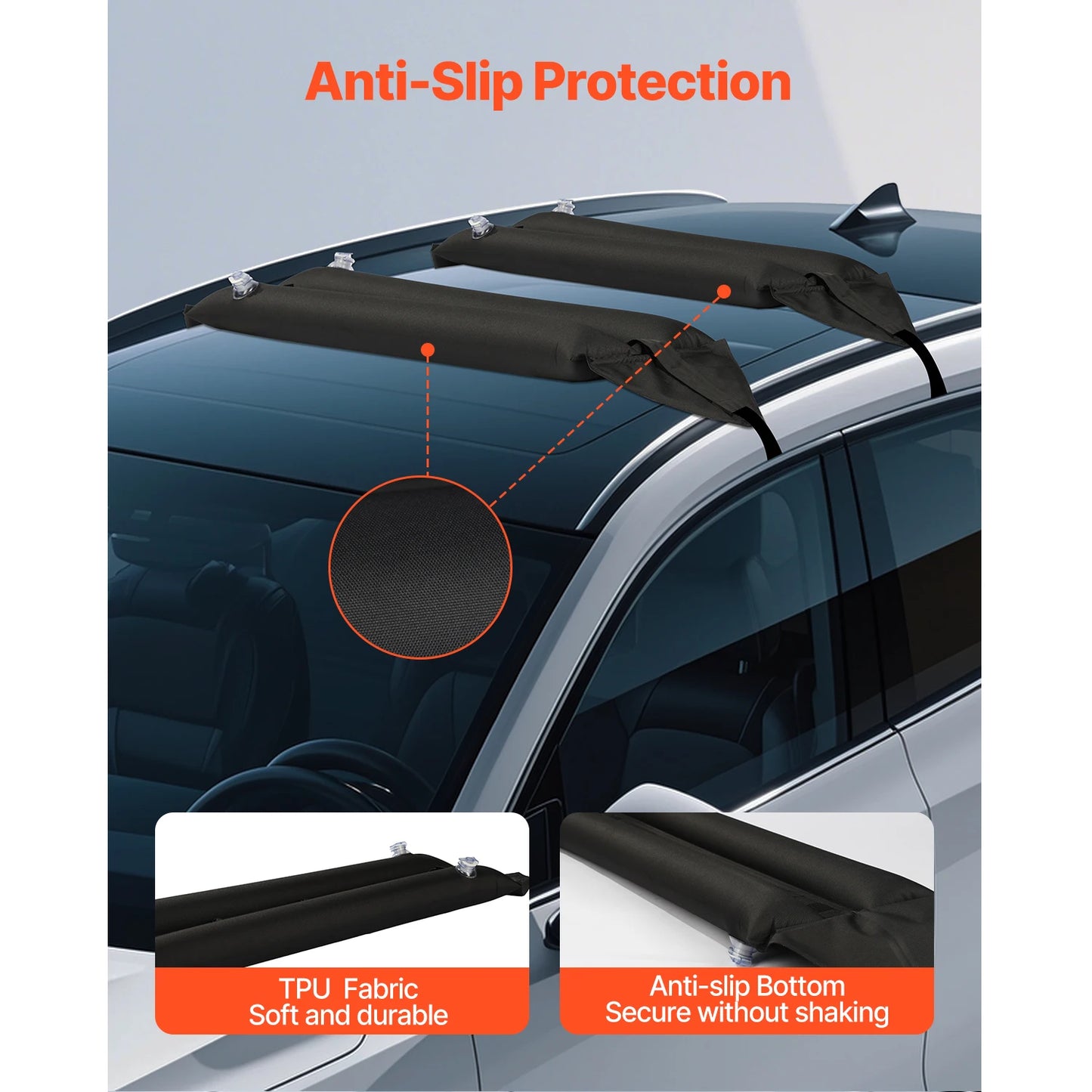 SucceBuy Inflatable Soft Roof Rack Bars 37.6-Inch Universal Car Roof Rack Pads Luggage Kayak Carrier for Canoes Surfboards SUPs