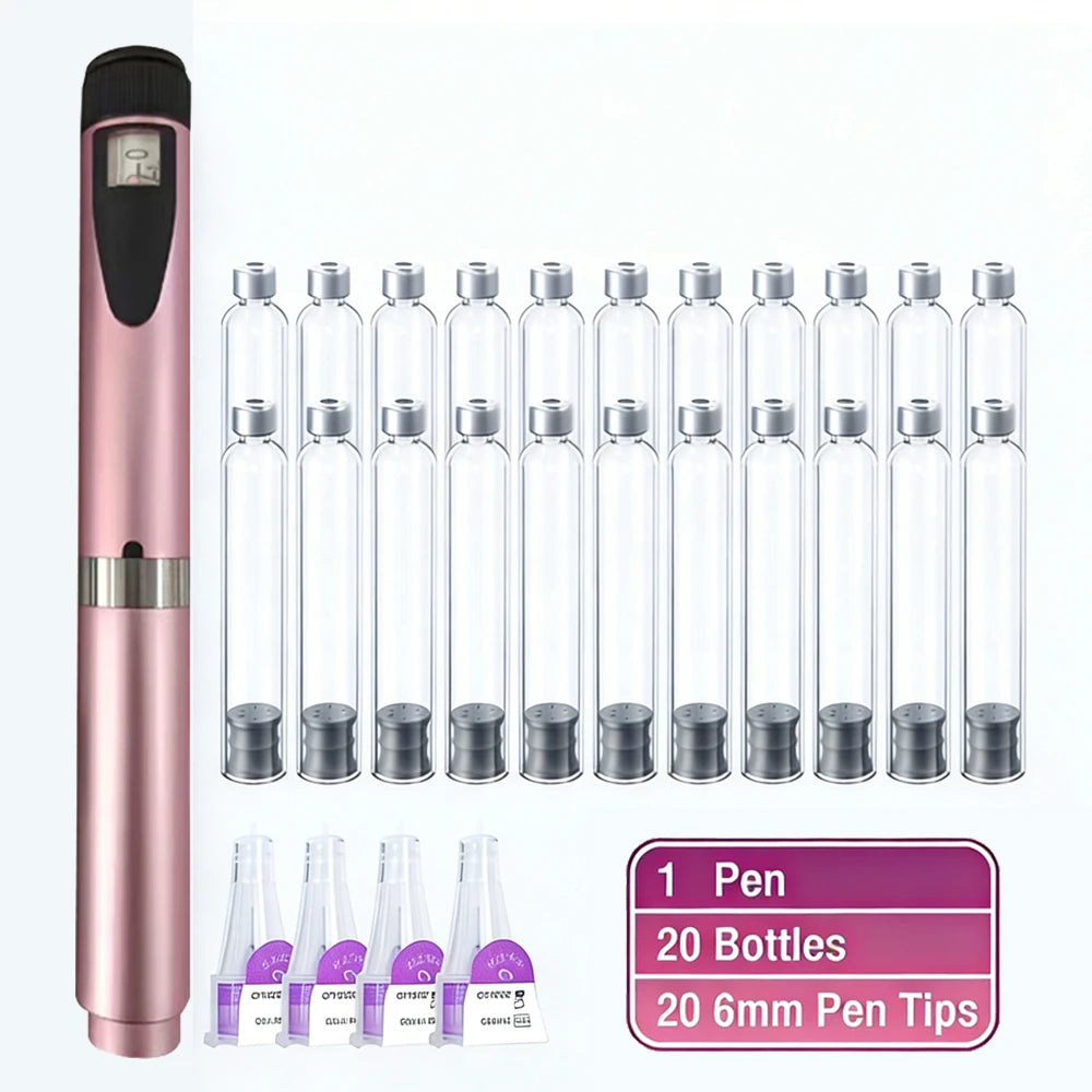 Multi-use Precise Dosing Reusable Injection Pen Set 3ml Empty Cassette Bottle Cartridges 4/6/8mm Disposable Pen Tip for Insulin