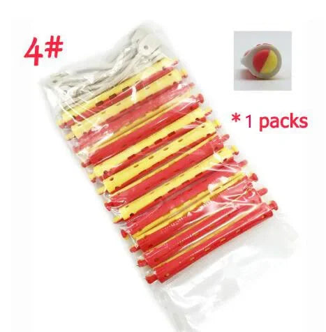 New 12 pcs Salon Rubber Band Hair Rollers Set Cold Perm Rods Curler Bars Hair Clip Curling Fluffy Wavy Hair Maker Styling DIY