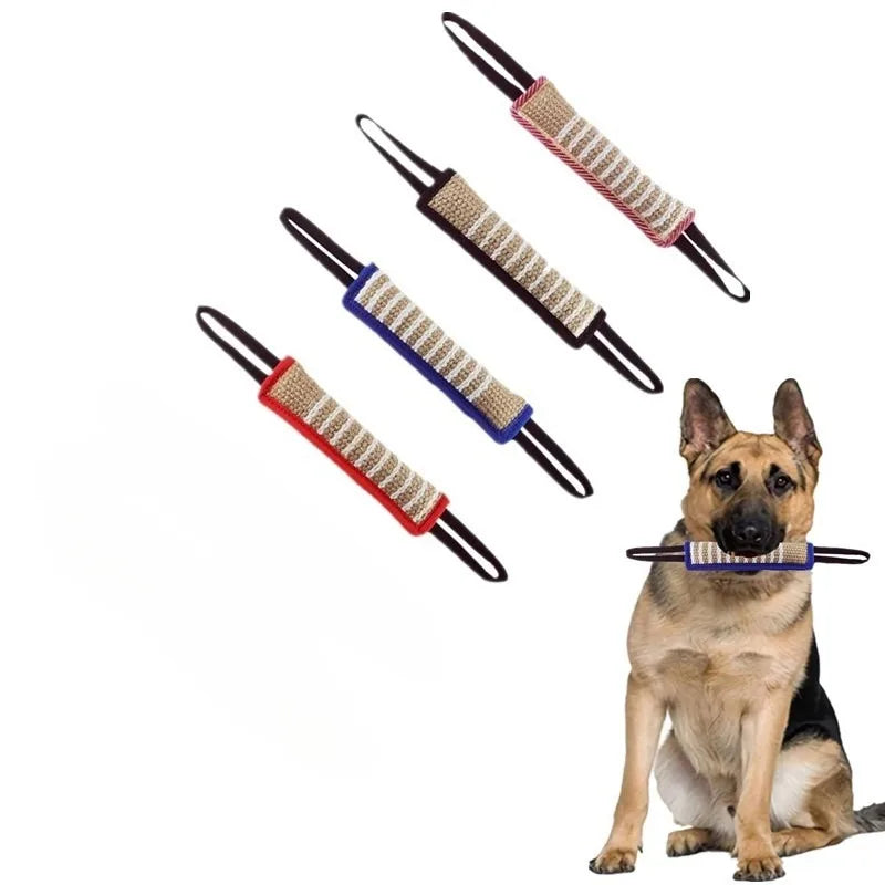 Tug Toy for Dogs Jute with 2 Strong Handles Lasting Training Equipment Puppy To Medium Dog Interactive Toys of War Pull Pet