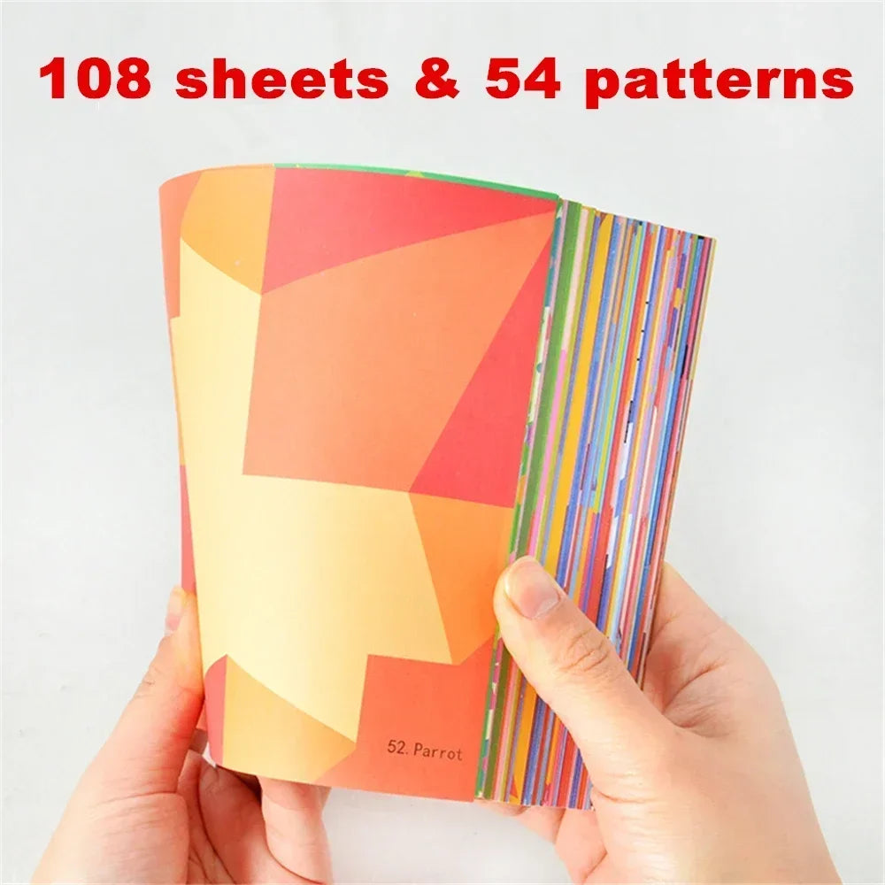 54/108Pcs Montessori Toys Cartoon Animal Origami Paper DIY Kids Craft Toy Handcraft Parper Art Educational Toy for Children Gift