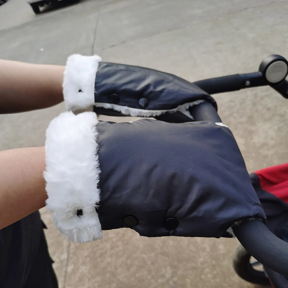 Winter Warm Stroller Gloves Waterproof Strollers Fleece Hand Muff Windproof Infant Clutch Cart Gloves Winter Supplies