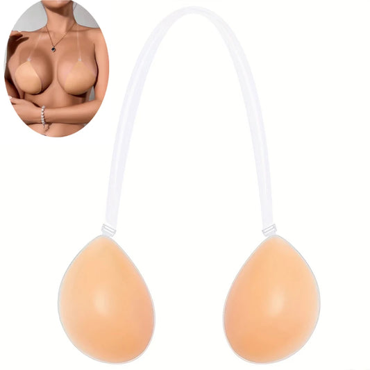 Sticky Bra for Women Backless Wedding Dress Silicone Plunge Deep U Neck Adhesive Bras Lift Boob Invisible Underwear Nipple Cover