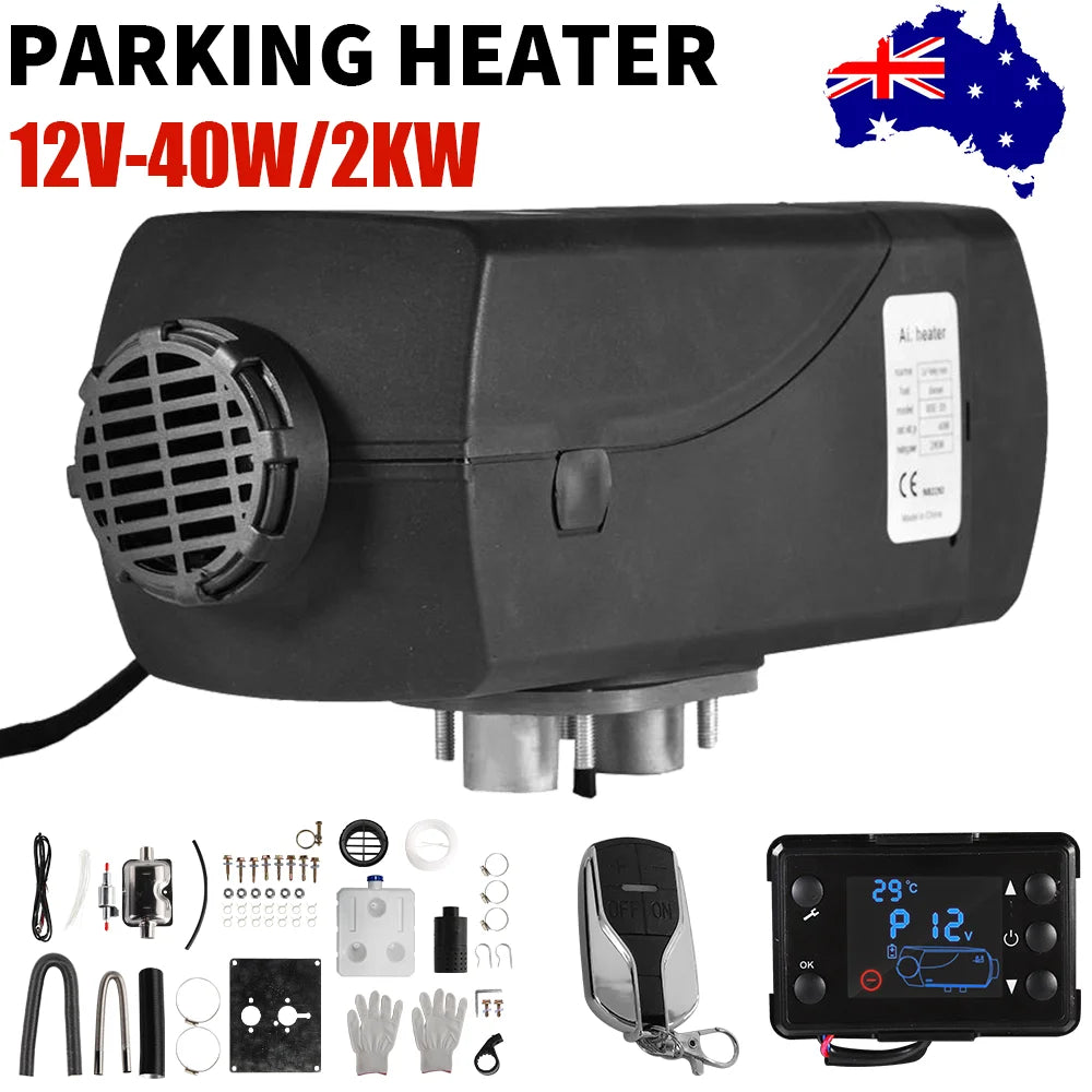 2KW Diesel Air Heater 10L Tank Remote Control Thermostat Caravan RV Parking
