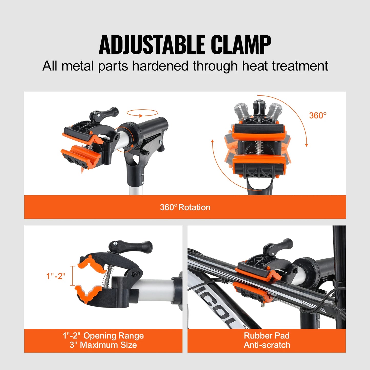 SucceBuy Bike Repair Stand Heavy-duty Aluminum Adjustable Height Magnetic Tool Tray Telescopic Arm Foldable for Home Shops
