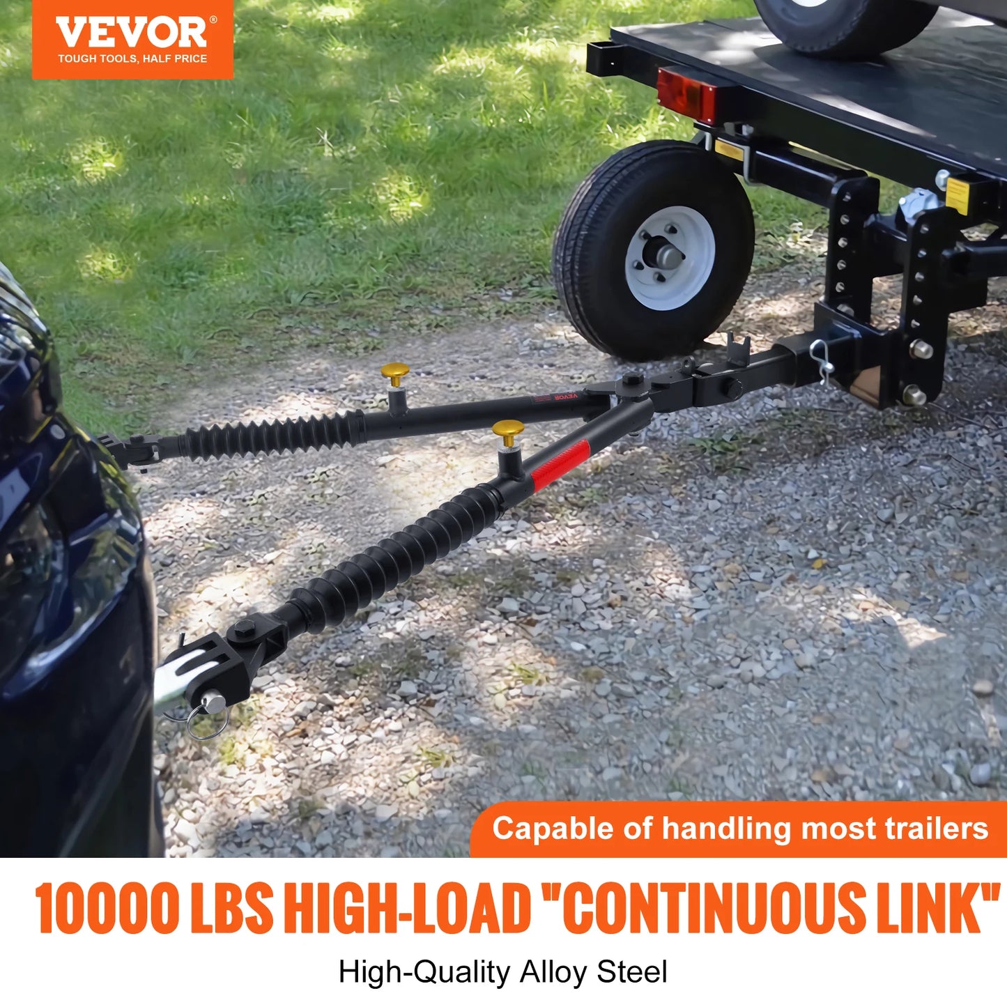SucceBuy7500/10000Lbs Tow Bar with Ropes Max 52 in Telescopic Rod Fits 2-inch Connector Towing Bar for RV Car Trailer Truck