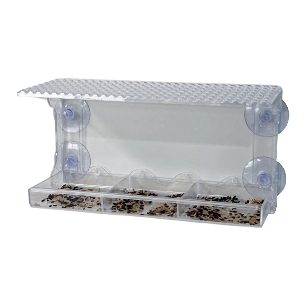 Window Mounted Feeder with Strong Suction Cups Transparent Bird Feeder Acrylic Hanging Birdhouse Feeder for Outside Garden Yard