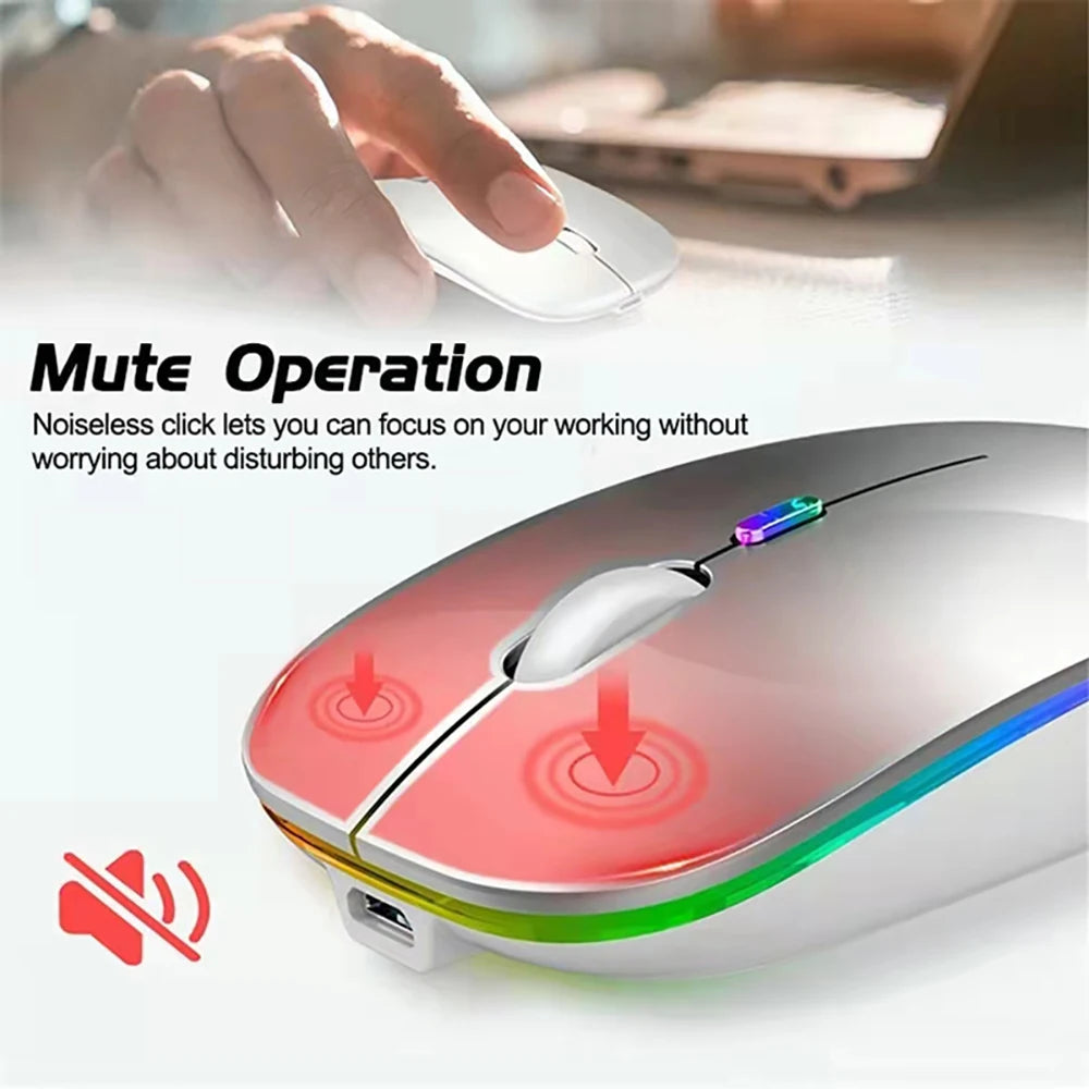 Bluetooth 2.4G USB Wireless Mouse Ergonomic Silent Gaming Mouse Portable Rechargeable RGB Backlight Mouse For Computer Laptop PC