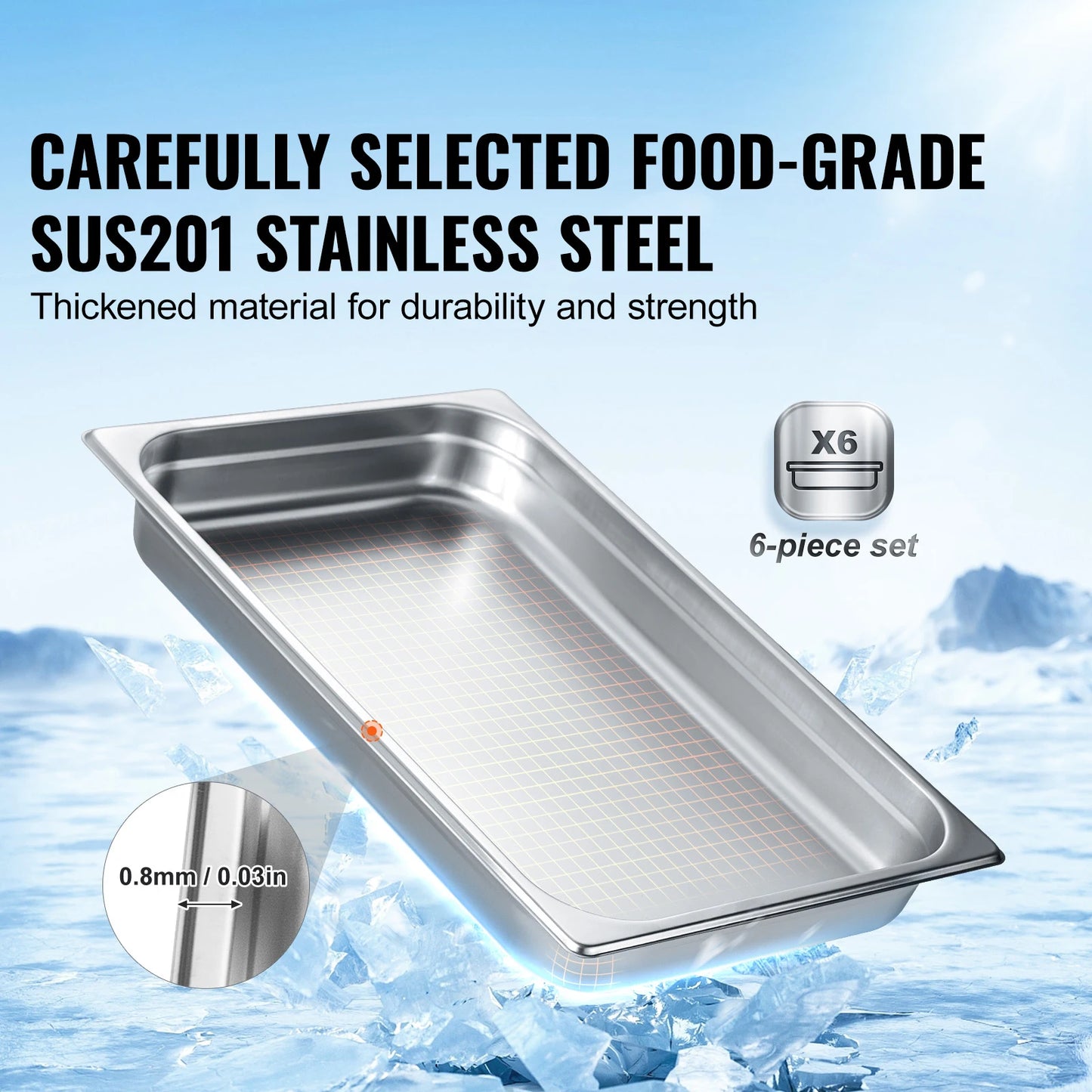 SucceBuy Buffet Chafing Dishes 8.5L20L Gastronorm Pans Steam Table Pans Tray Stainless Steel Food Container for Party BBQ Baking