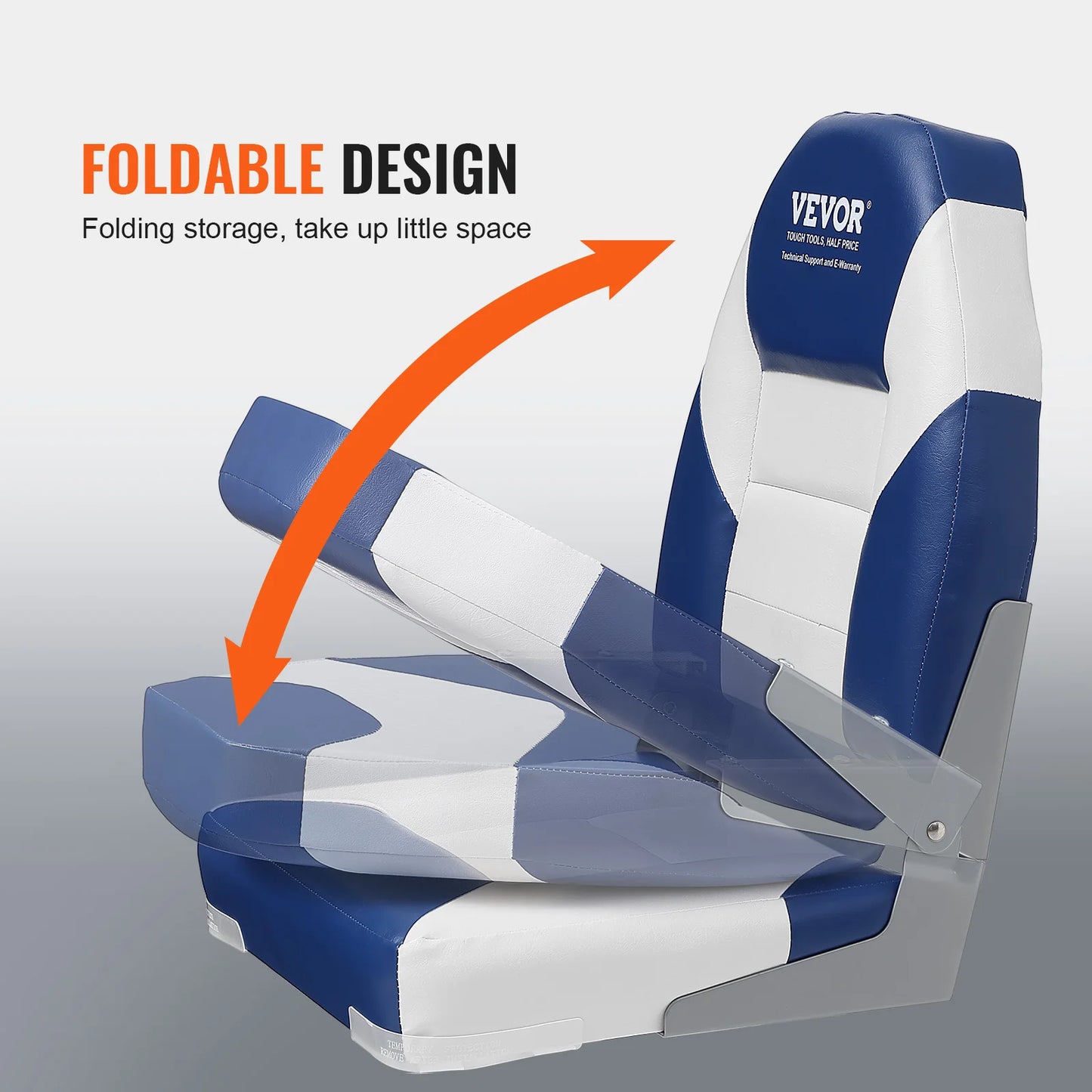 SucceBuy 21.85" High Back Boat Seat Folding Boat Chair with Thickened Sponge Padding Fold-Down Boat Captain Chairs 2-Pack