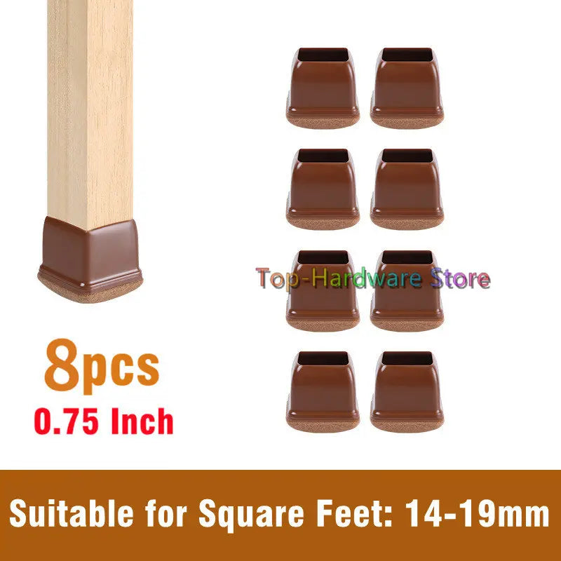 8Pcs TPE Silicone Chair Leg Floor Protectors with Felt,Chair Leg Caps,Furniture Leg Feet Protection Cover Protect Hardwood Floor