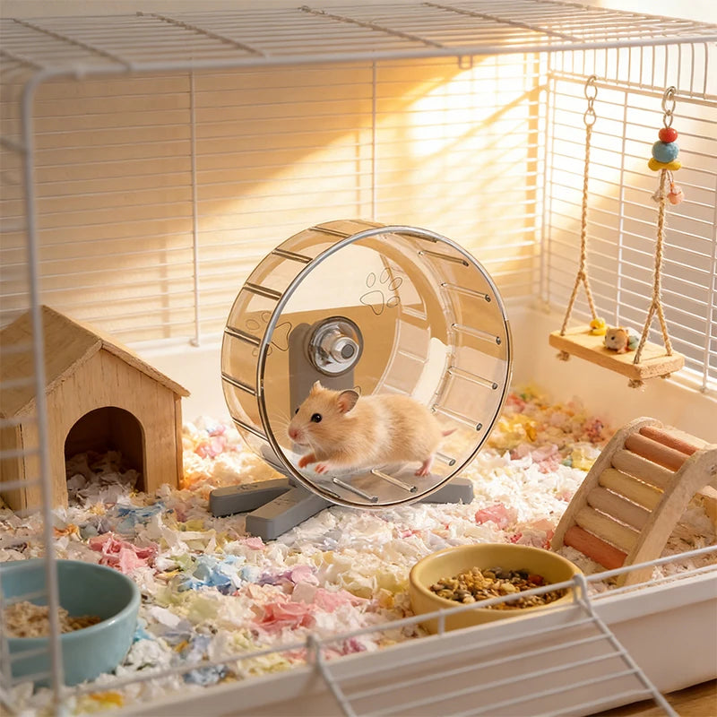 Hamster Wheel 12cm Super-Silent Exercise Wheels Dual-Bearings Quiet Spinner Running Wheels  Fits Any Hamster Cage Hamsters Toy