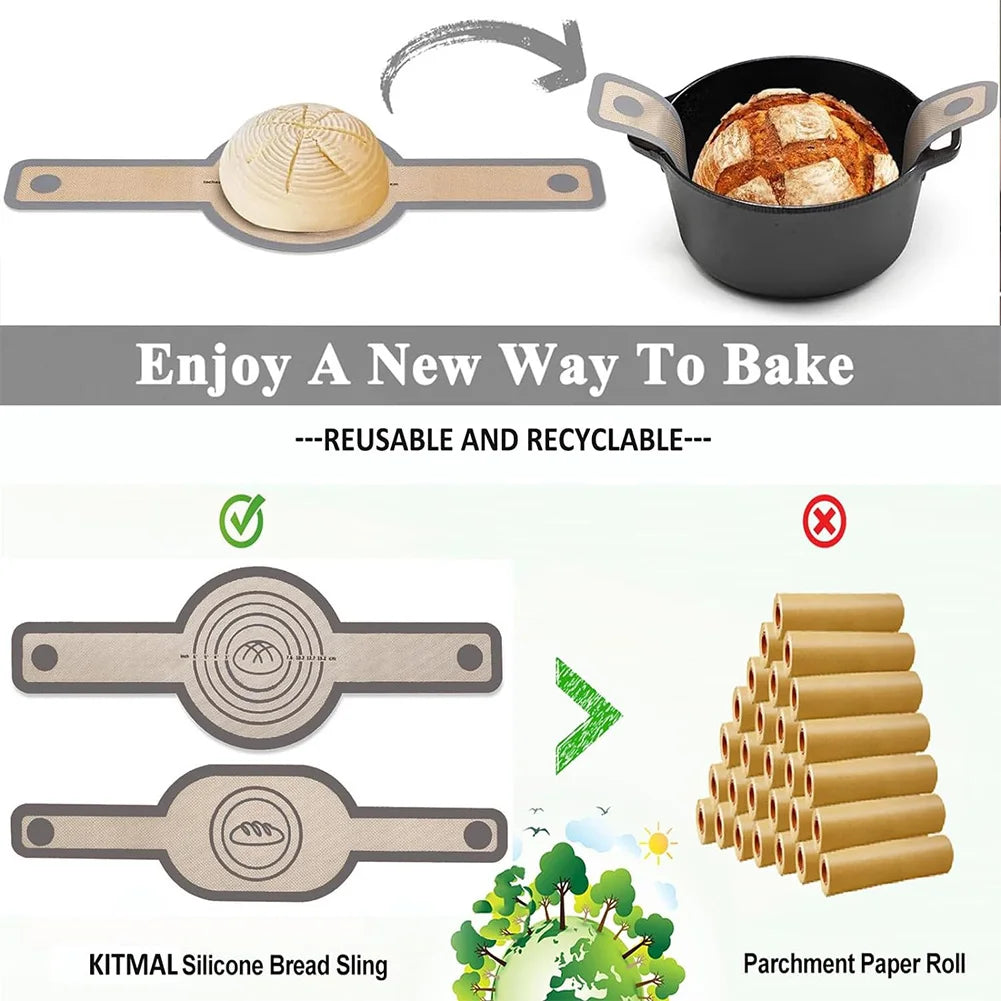2Pcs Silicone Bread Sling for Dutch Oven Easy To Clean Non-Stick Silicone Baking Mat Platinum Silicone Baking Mat for Dutch Oven