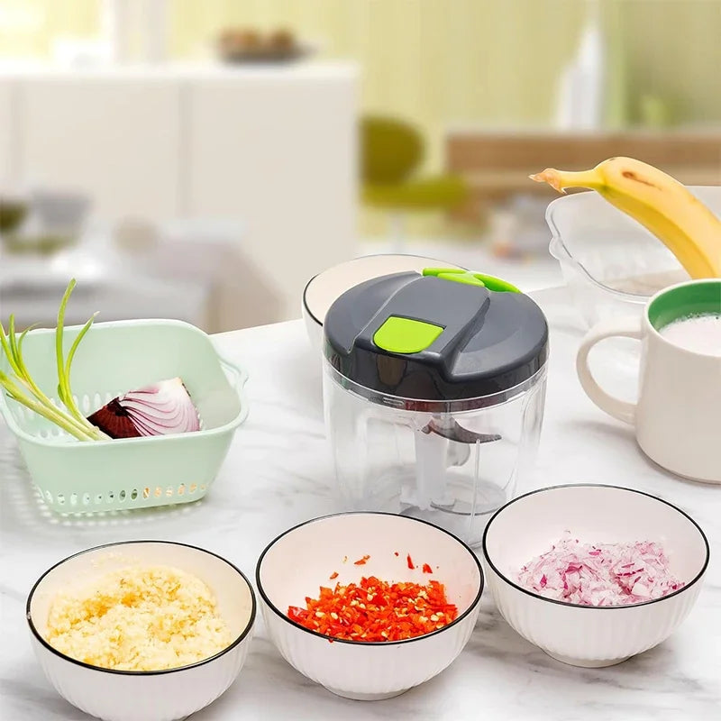 520ML/900ML Manual Food Processor Vegetable Chopper Portable Hand Pull String Garlic Mincer Onion Cutter for Veggies Fruits