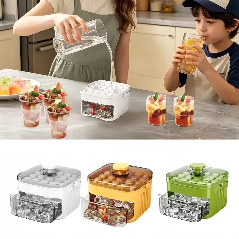 50 Grids Press Type Ice Cube Mold Double-layer Ice Cube Tray with Lid Reusable Ice Box Ice Making Tools Ice Storage Ice Machine
