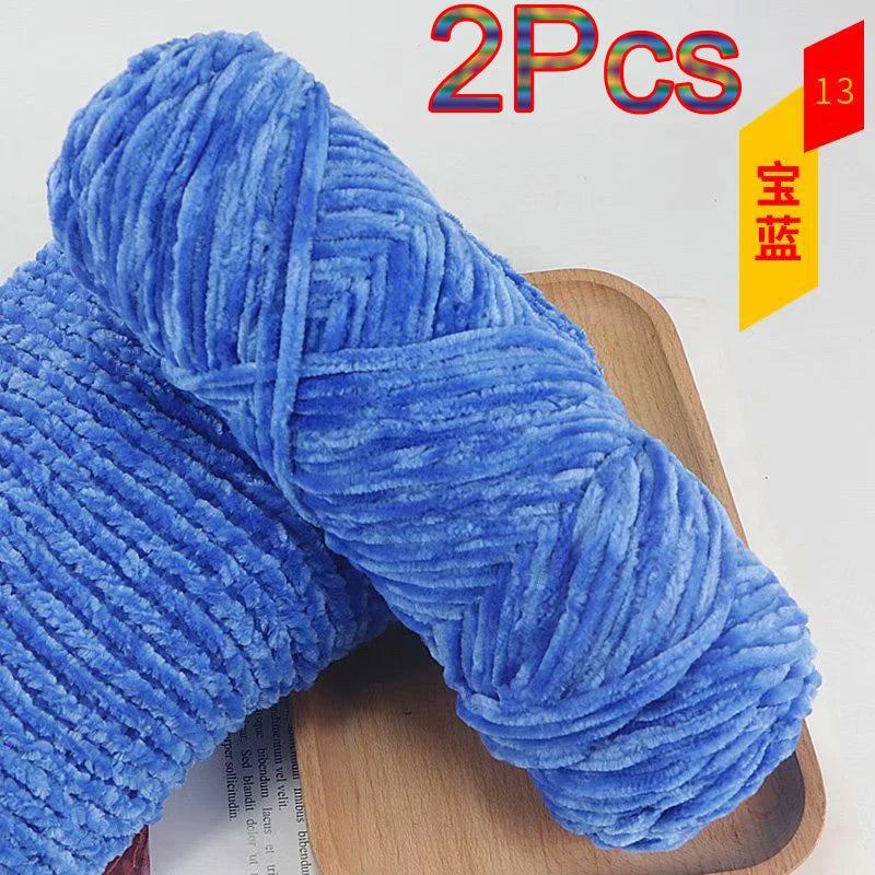 2Pcs Chenille Yarn hand Knitting 100% Polyester Velvet Yarn Crocheting Amigurumi bag line knit sweater blanket hat scarf threads