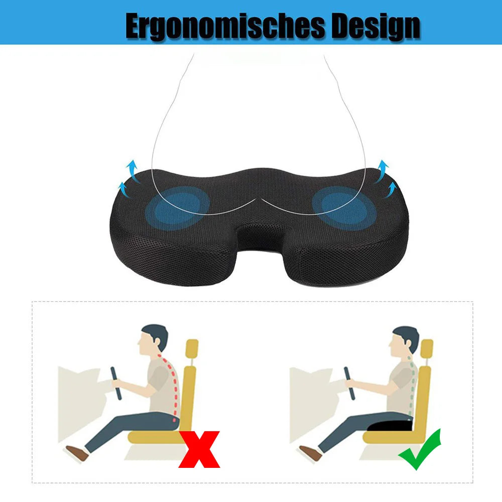 1-2pcs Orthopaedic Memory Foam Seat Cushion Support Back Pain Chair Pillow Car Coccyx