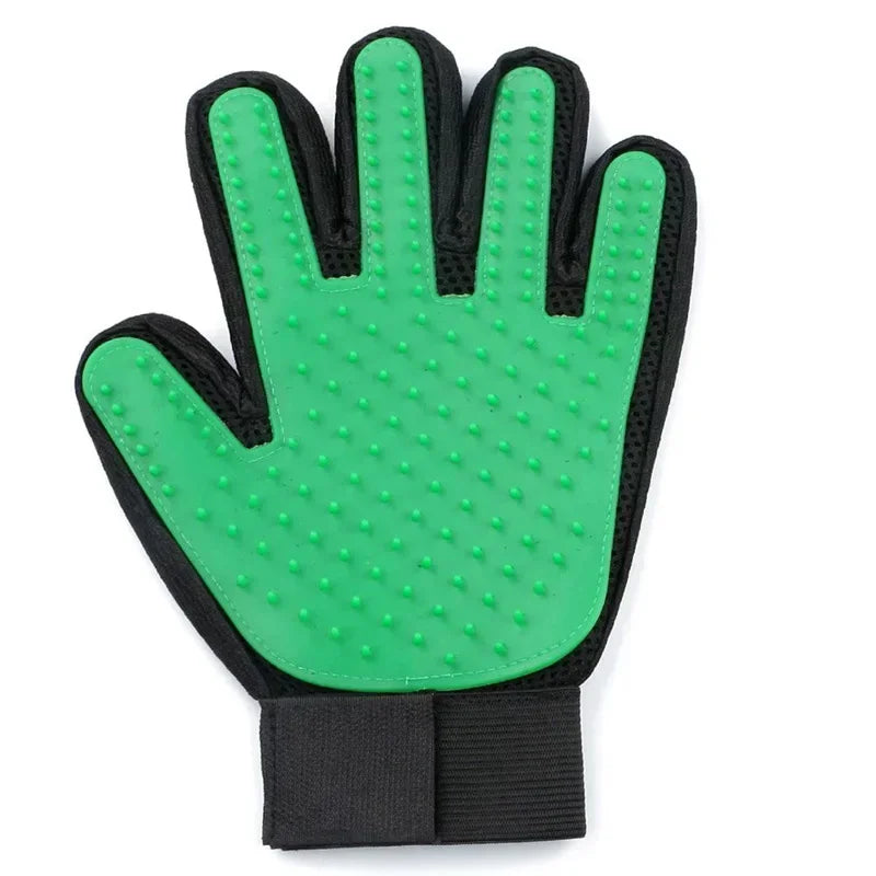 2-in-1 Pet Grooming Gloves, Silicone Deshedding Brush & Massager for Dogs Cats, Removes Loose Hair, Boosts Circulation, Bathing