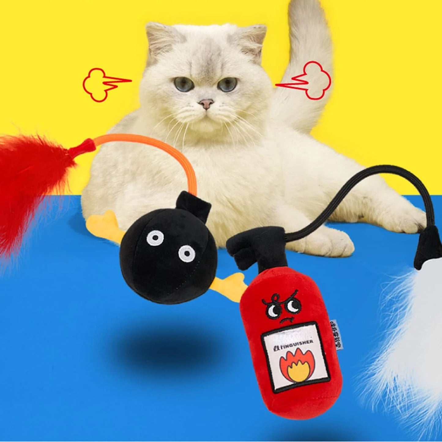 Exciting and Interactive Cat Toy in Fire Extinguisher Shape - Stimulating Teething Toy for Kittens - Engage Your Furry Friend wi
