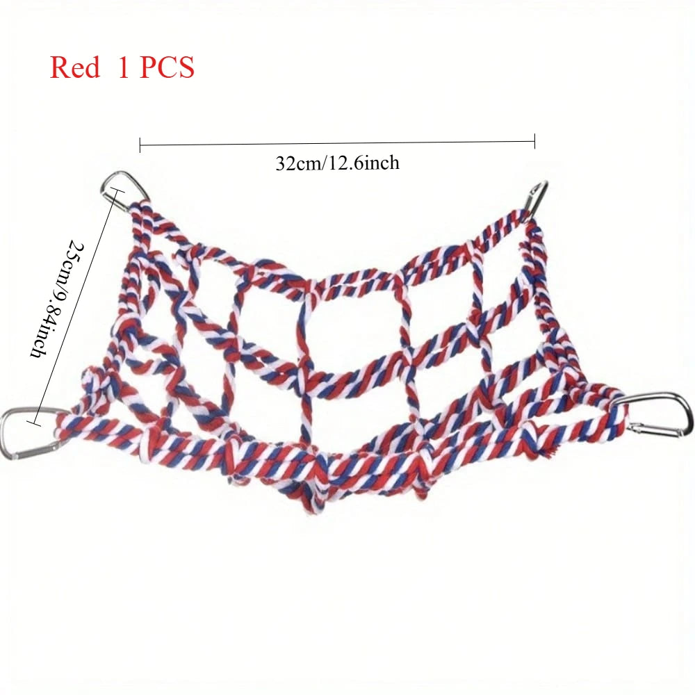 1 pcs Trending Pet Hammock Net Sturdy Braided Bed for Small Pets Parrots Guinea Pigs Fun Hanging Play Sleep Gear