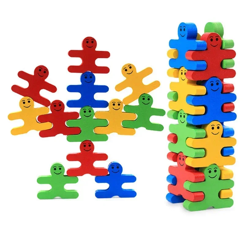 Wooden Balance Villain Blocks Montessori Toys For Toddlers,Education Stacking Toys For Fine Motor Skills-Sorting & Matching