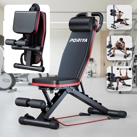 PORIYA Adjustable Dumbbell Weight Bench Full Body Workout Foldable Incline Decline Gym