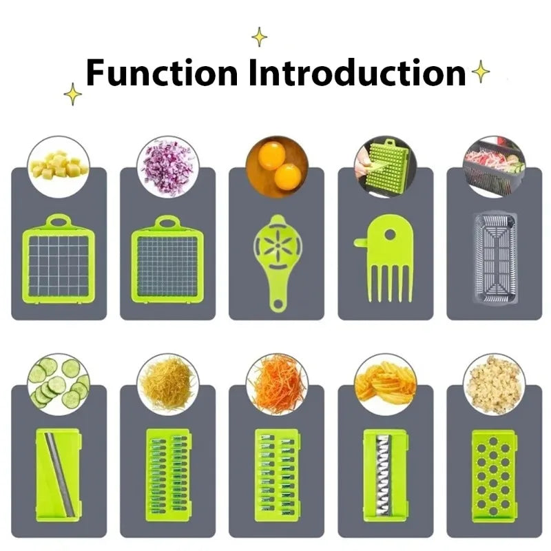2026 Best-seller 16 IN 1 Multifunctional Vegetable Chopper Handle Food Grater Egg Liquid Separator Peeler Vegetable Slicer Dicer