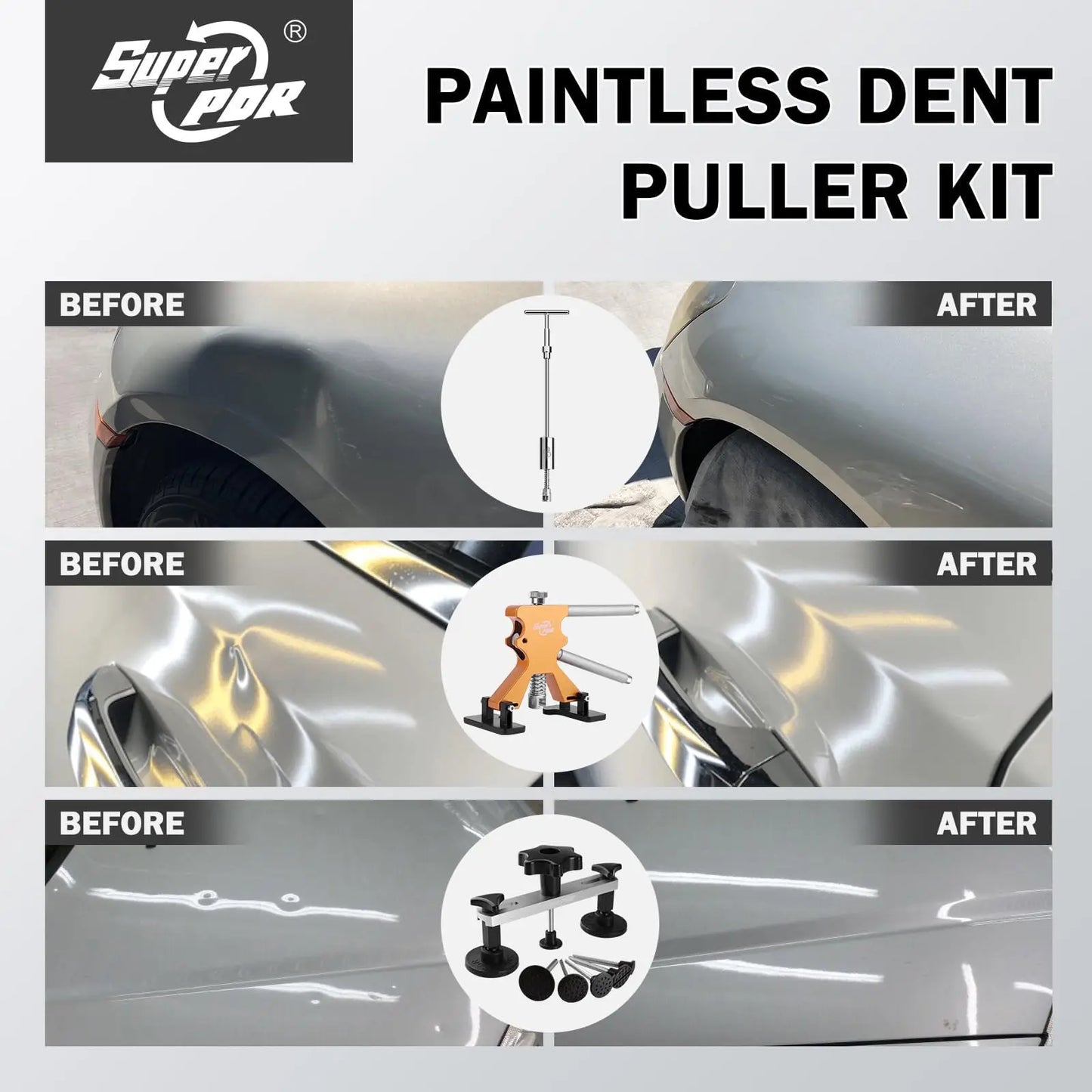 Super PDR Paintless Dent Repair Tool Set Professional Car Body Dent Repair Kit Suction Cup Dent Puller Dent Removal Repair Tool