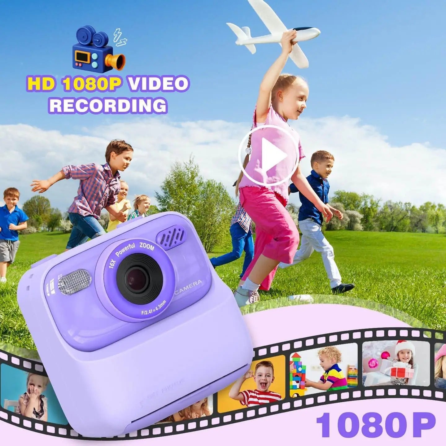 Mgaolo Kids Camera Instant Print Photo,Children Digital Camera Toys Gift with HD Video