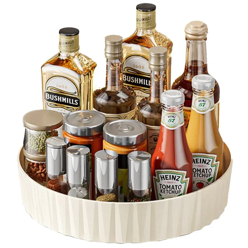 1pc Rotating Tray Spice Rack Pantry Cabinet Turntable With Base Storage Bin Kitchen Organizer For Seasoning Cosmetic Storage Box