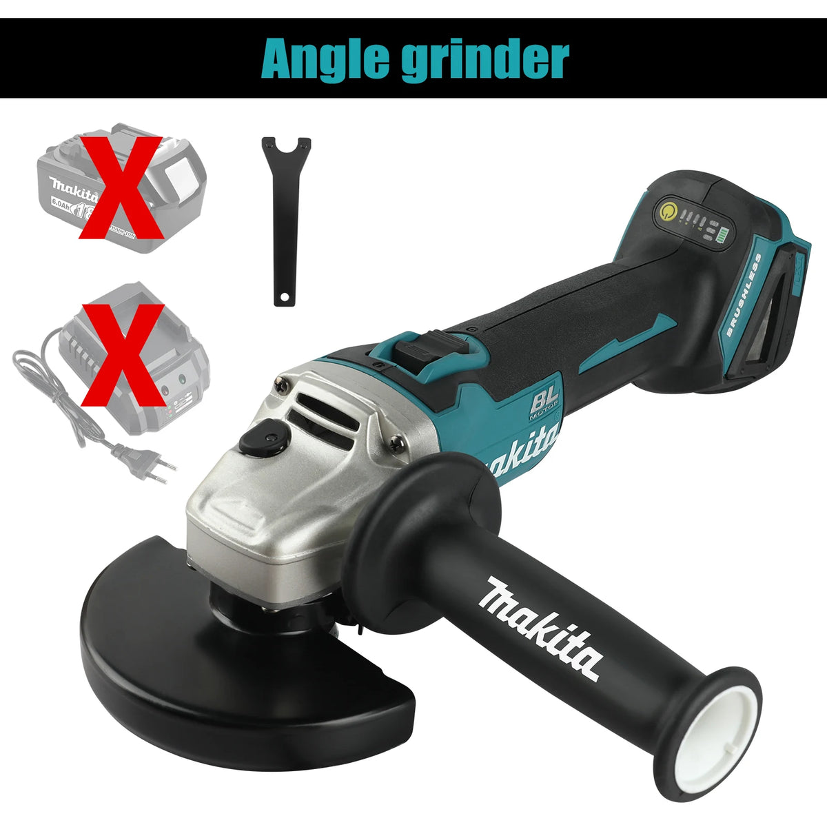 Makita DGA454 Hand‑held Cordless Angle Grinder 18V 115mm Brushless Motor Auto Speed Control for Metal Trimming Operation