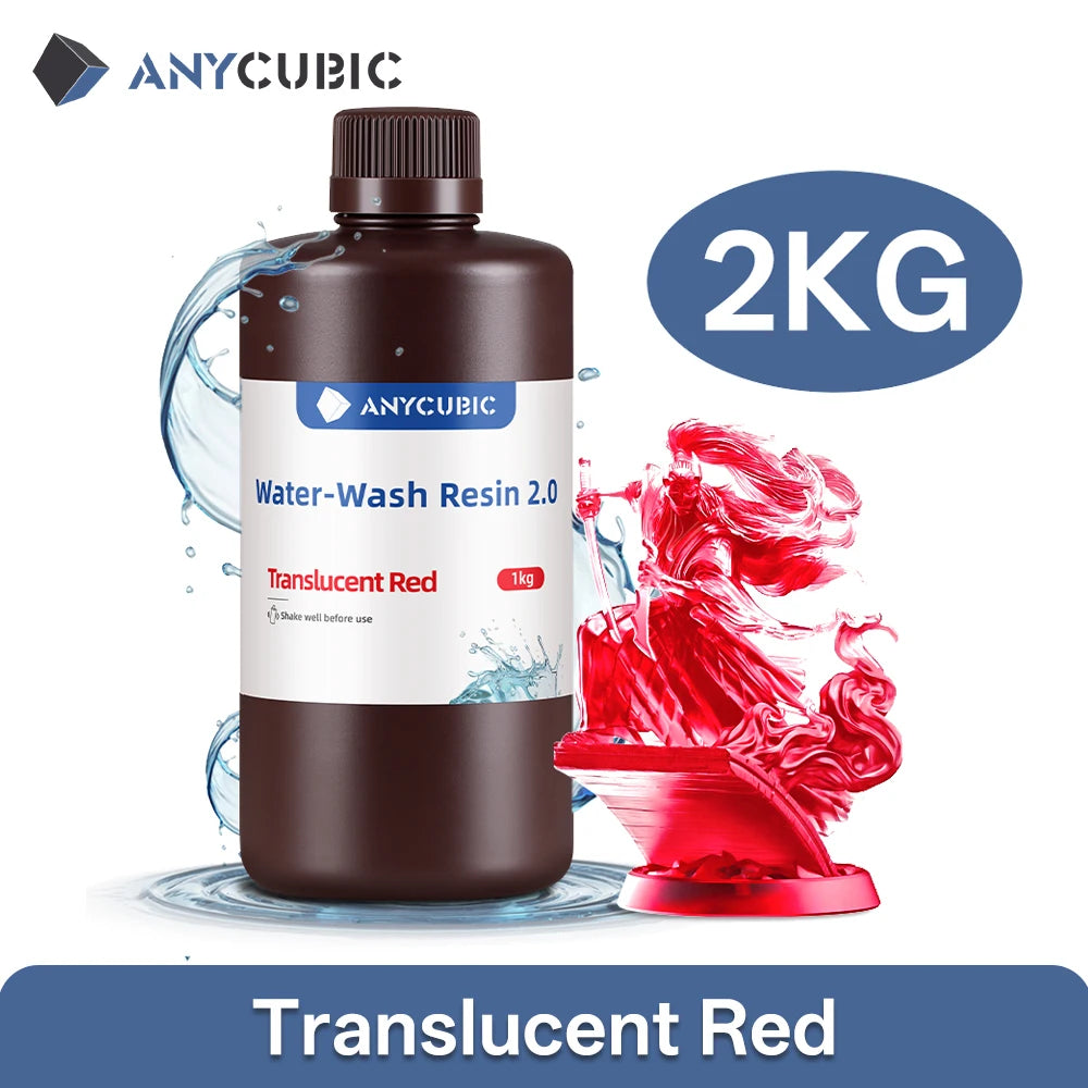 Anycubic Water Wash Resin Water Washable High Precision Low Odor Low Viscosity Support 3 Ways Washing For LCD 3D Printer Resin